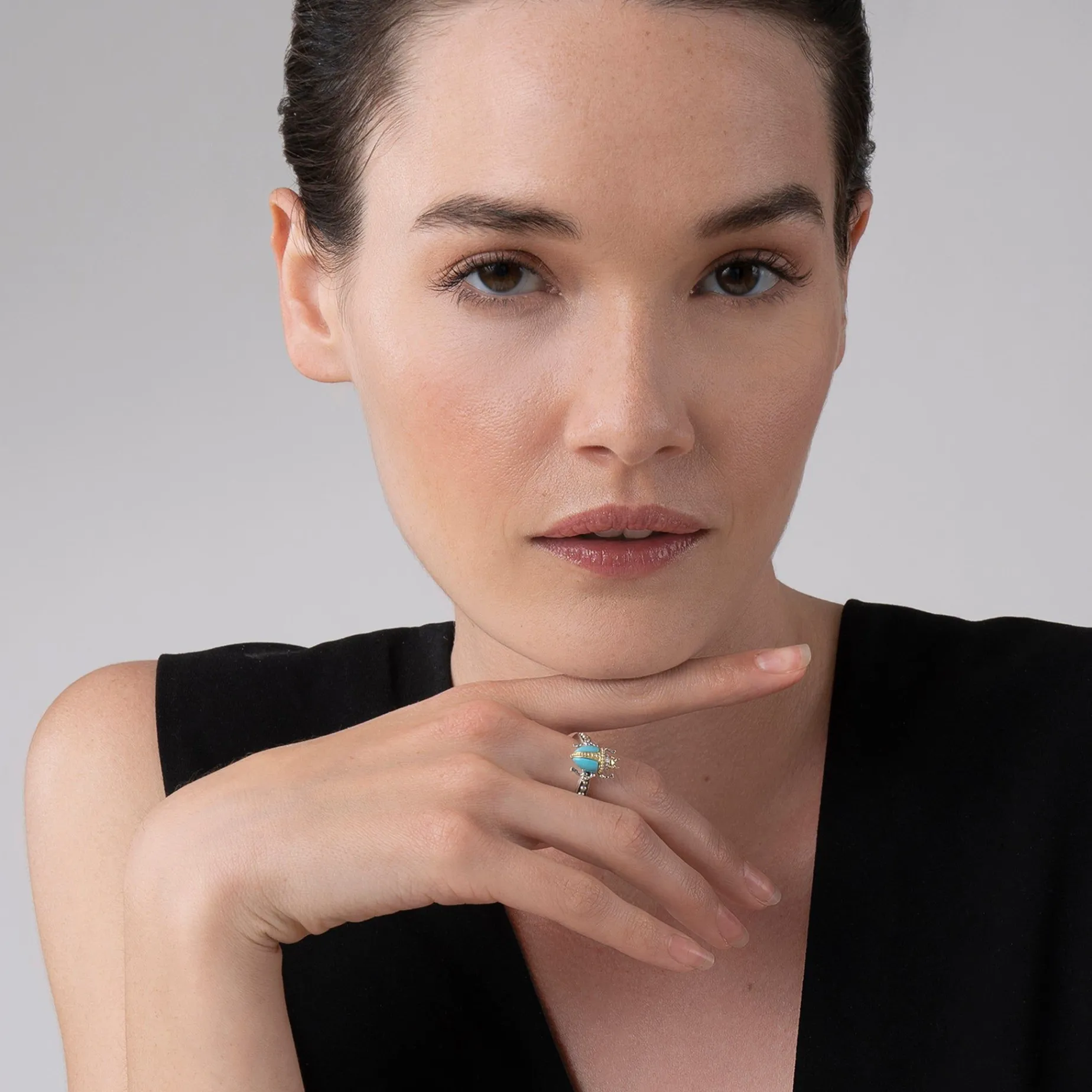 Gemstones<LAGOS Turquoise Beetle Diamond Ring