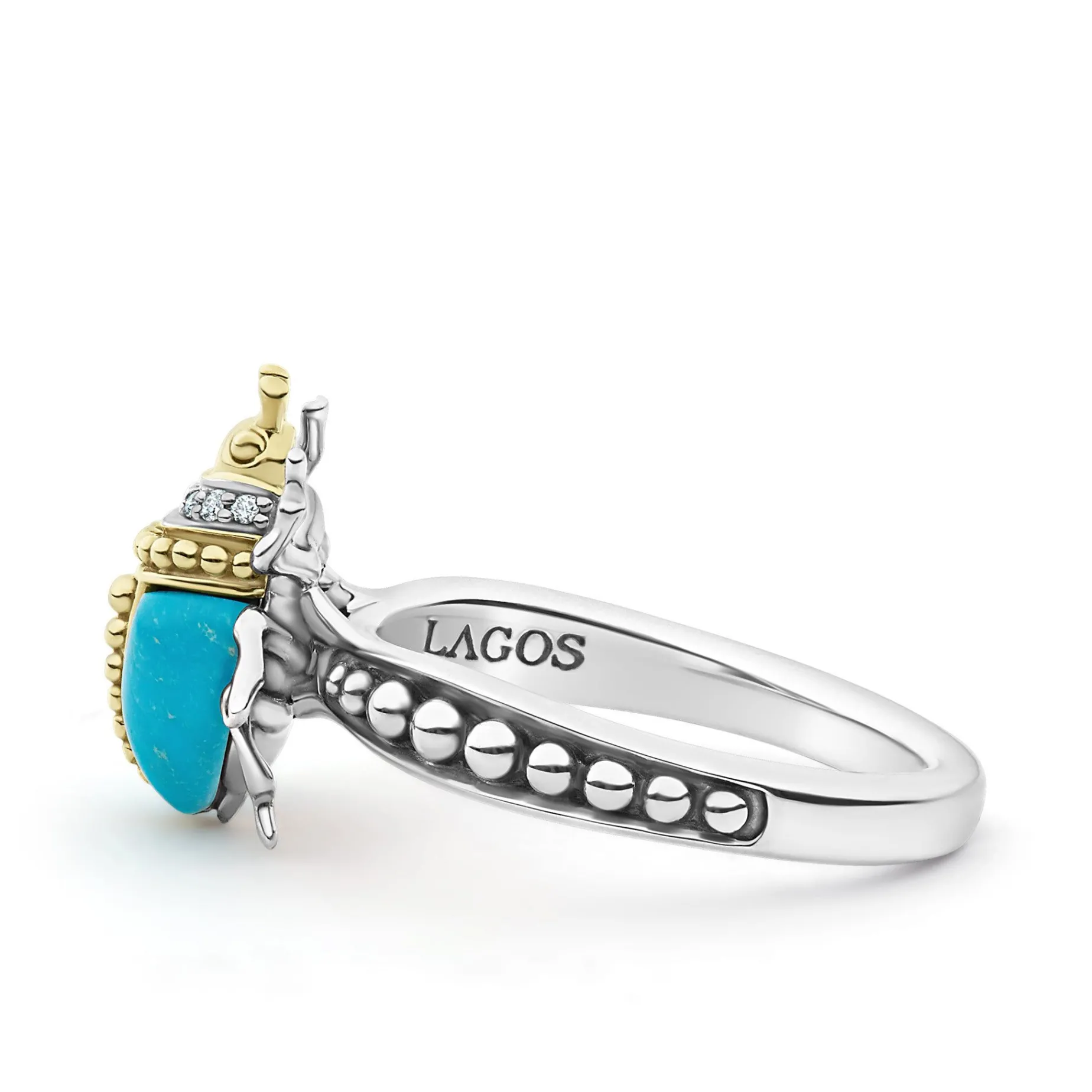 Gemstones<LAGOS Turquoise Beetle Diamond Ring