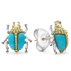 Gemstones<LAGOS Turquoise Beetle Stud Earrings