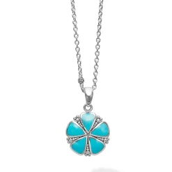 Gemstones<LAGOS Turquoise Flower Pendant Necklace