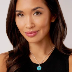 Gemstones<LAGOS Turquoise Flower Pendant Necklace