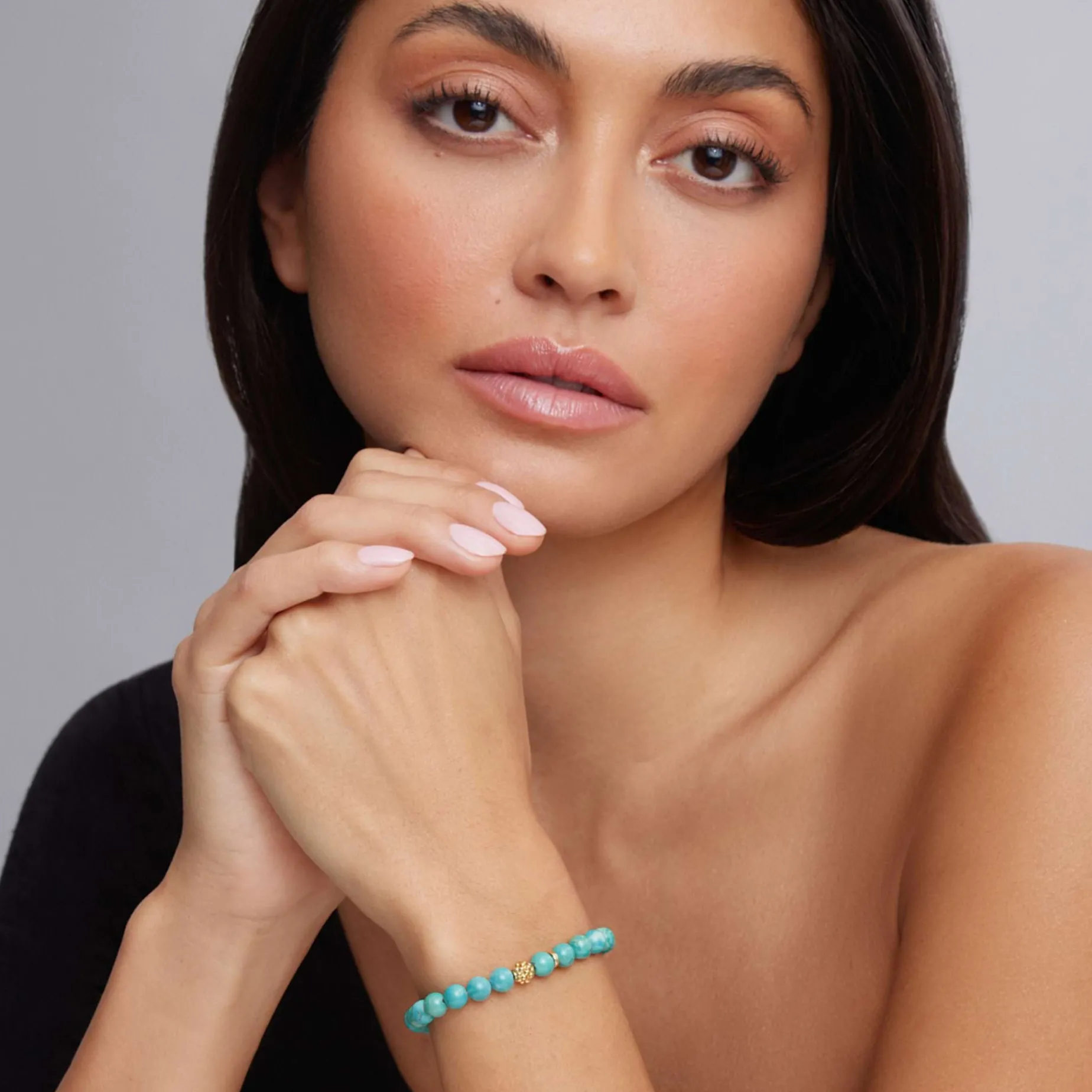 Gold<LAGOS Turquoise Gold Station Bead Bracelet