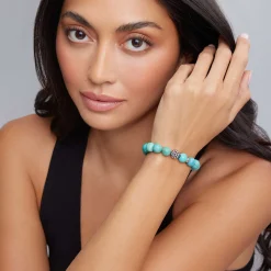 Gemstones<LAGOS Turquoise Silver Station Bead Bracelet