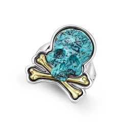 Rings<LAGOS Turquoise Skull And Bones Statement Ring