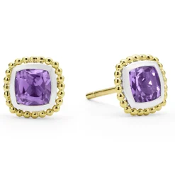 Gemstones<LAGOS Two-Tone Amethyst Stud Earrings