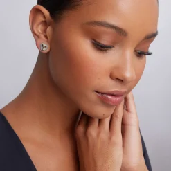 Stud Earrings<LAGOS Two-Tone Beaded Heart Stud Earrings