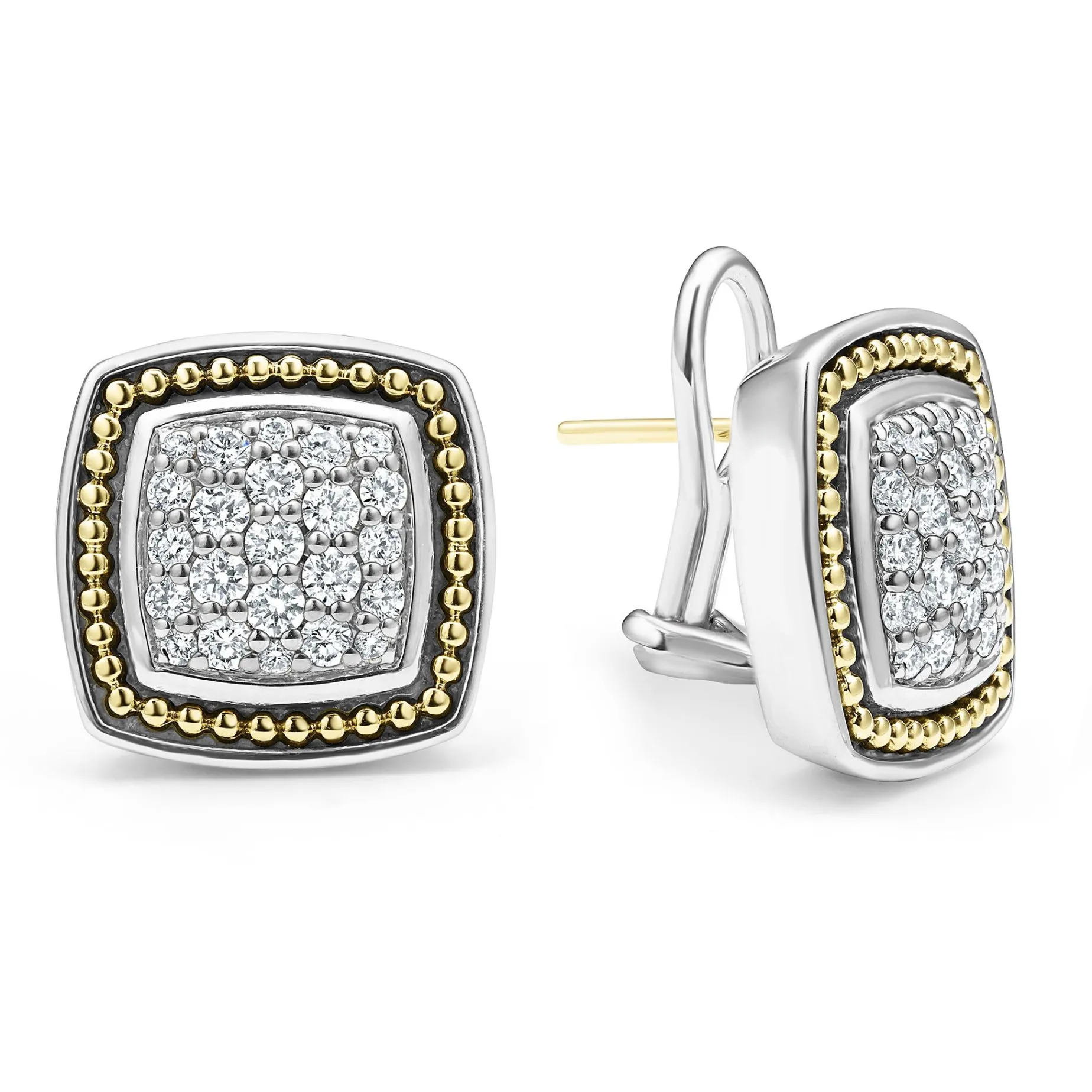 Diamonds<LAGOS Two-Tone Caviar Diamond Stud Earrings