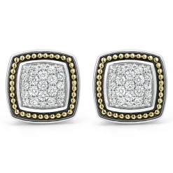 Diamonds<LAGOS Two-Tone Caviar Diamond Stud Earrings