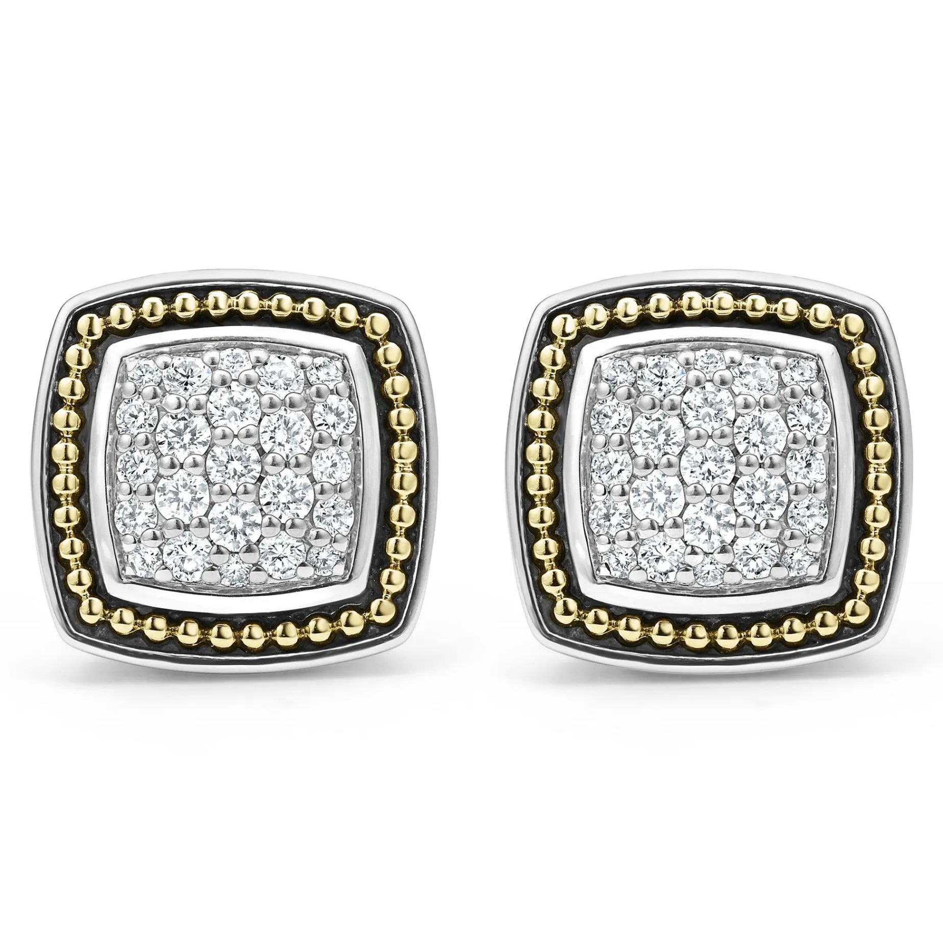 Diamonds<LAGOS Two-Tone Caviar Diamond Stud Earrings