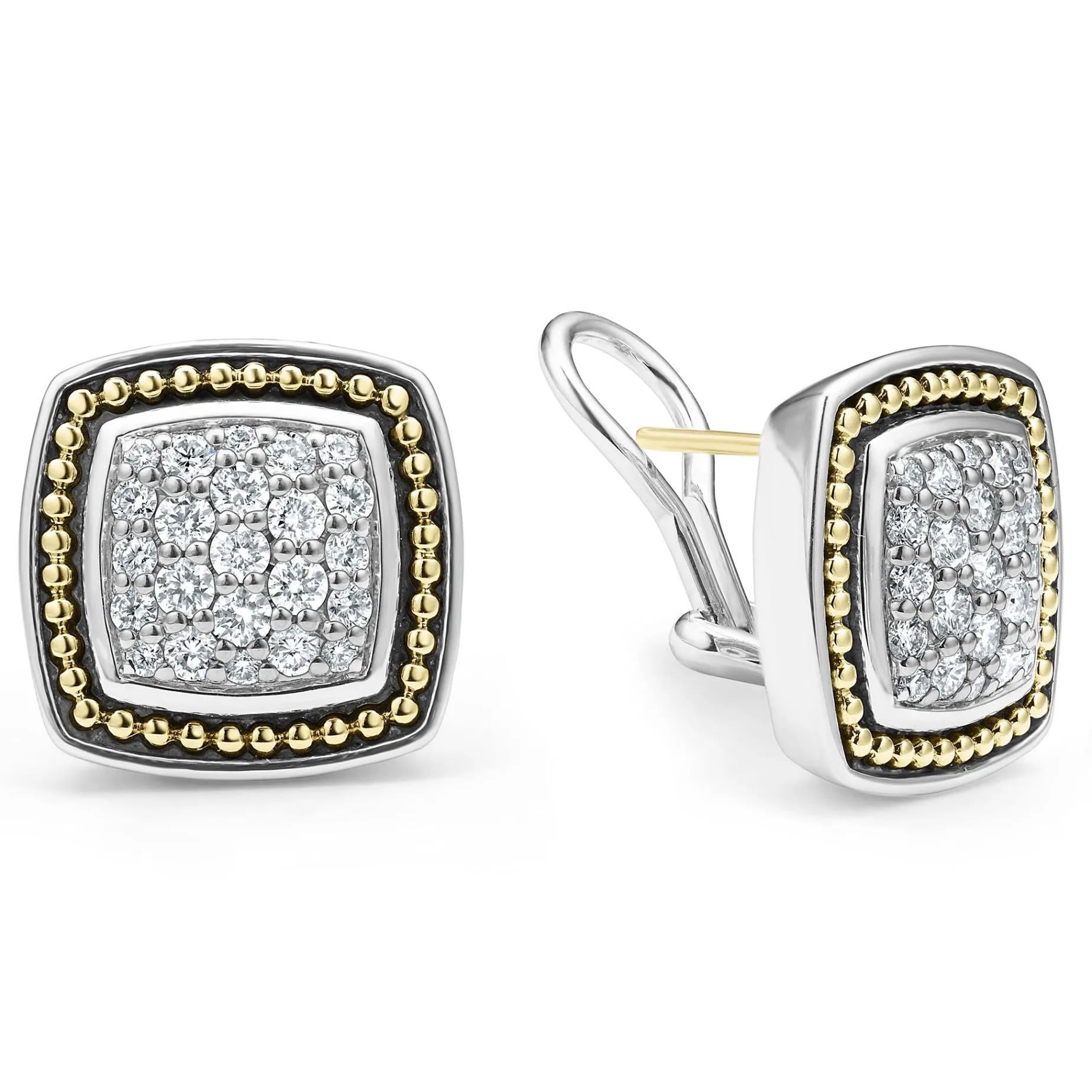 Diamonds<LAGOS Two-Tone Caviar Diamond Stud Earrings