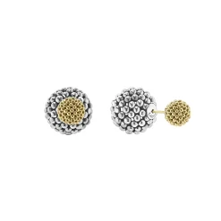 Stud Earrings<LAGOS Two-Tone Caviar Front-Back Earrings