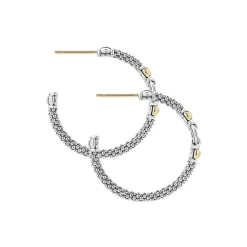 Hoop Earrings<LAGOS Two-Tone Caviar Hoop Earrings
