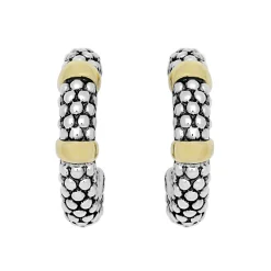 Hoop Earrings<LAGOS Two-Tone Caviar Huggie Earrings
