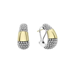 Caviar Earrings<LAGOS Two-Tone Caviar Omega Clip Earrings