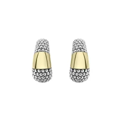 Caviar Earrings<LAGOS Two-Tone Caviar Omega Clip Earrings