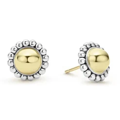 Stud Earrings<LAGOS Two-Tone Caviar Stud Earrings