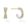 Hoop Earrings<LAGOS Two-Tone Caviar X Diamond Huggie Earrings