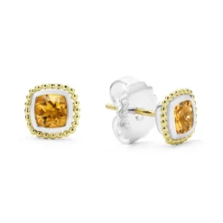 Gemstones<LAGOS Two-Tone Citrine Stud Earrings