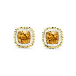 Gemstones<LAGOS Two-Tone Citrine Stud Earrings