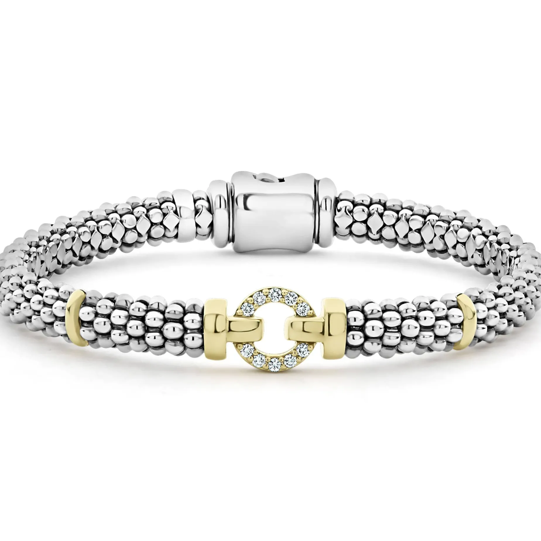 Diamonds<LAGOS Two-Tone Diamond Circle Caviar Bracelet | 6Mm
