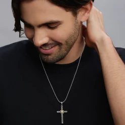 Amulets<LAGOS Two-Tone Diamond Cross Amulet