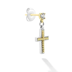 Earrings<LAGOS Two-Tone Diamond Cross Earring