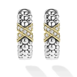 Huggie Earrings<LAGOS Two-Tone Diamond Huggie Earrings