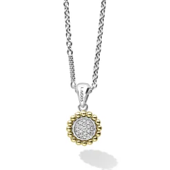 Caviar Necklaces<LAGOS Two-Tone Diamond Pendant Necklace