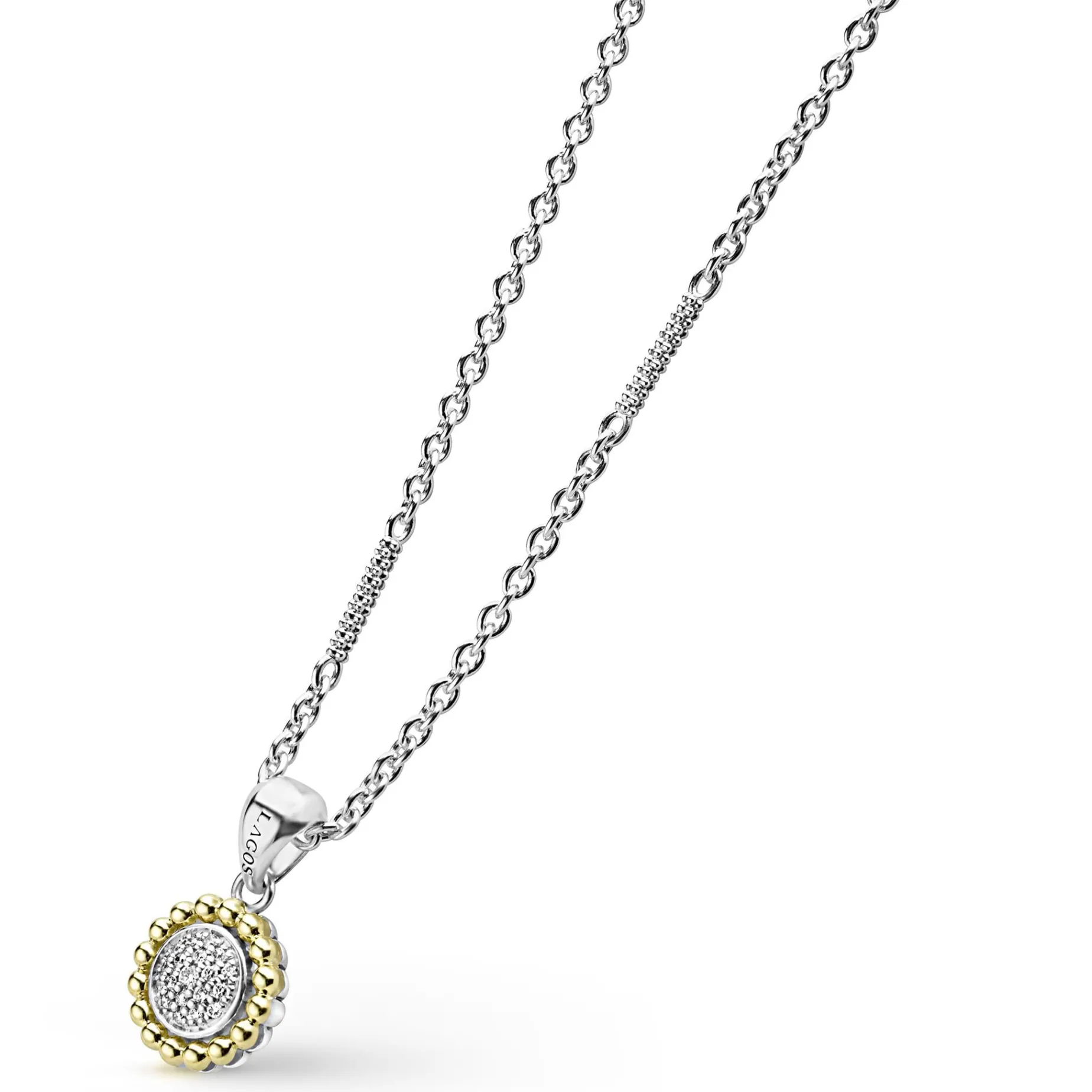 Caviar Necklaces<LAGOS Two-Tone Diamond Pendant Necklace