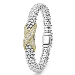 Two-Tone<LAGOS Two-Tone Diamond X Caviar Bracelet | 9Mm