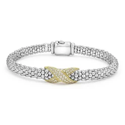 Diamonds<LAGOS Two-Tone Diamond X Caviar Bracelet | 6Mm