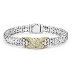 Diamonds<LAGOS Two-Tone Diamond X Caviar Bracelet | 9Mm