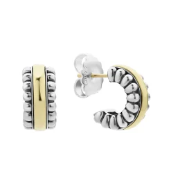 Hoop Earrings<LAGOS Two-Tone Flute Huggie Earrings
