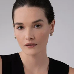 Huggie Earrings<LAGOS Two-Tone Flute Huggie Earrings