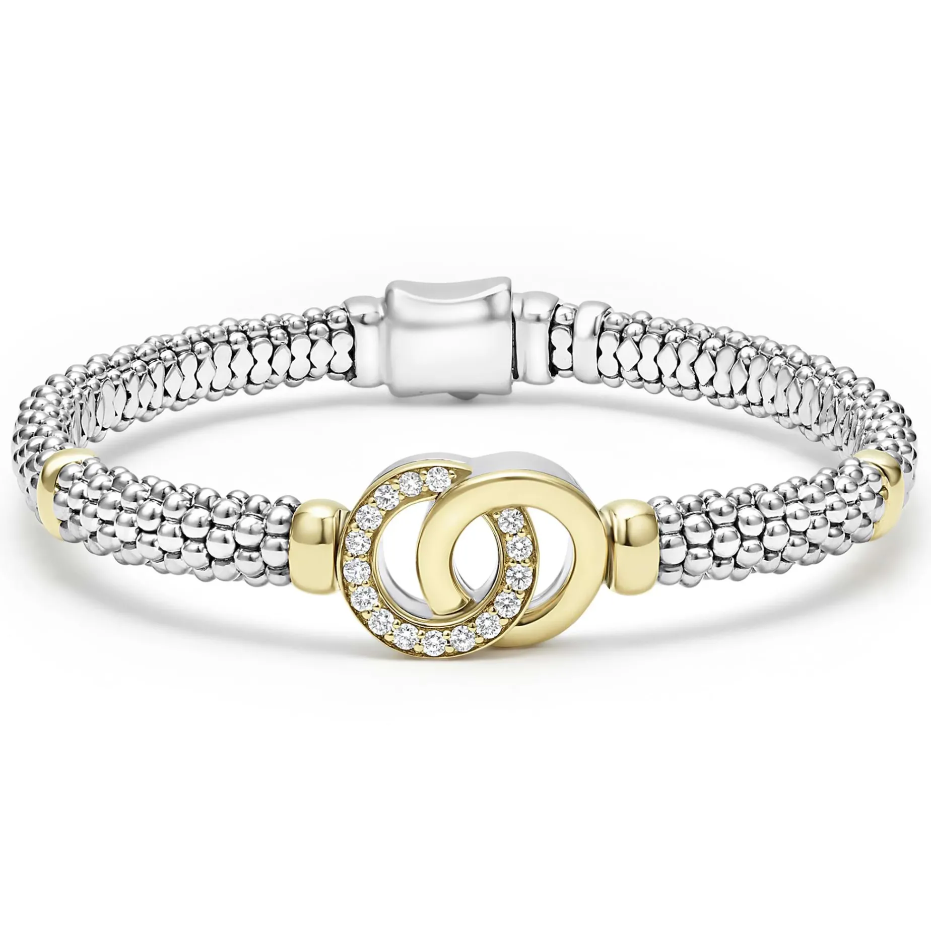 Diamonds<LAGOS Two-Tone Interlocking Diamond Caviar Bracelet | 6Mm