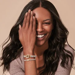 Two-Tone<LAGOS Two-Tone Interlocking Diamond Caviar Bracelet | 9Mm