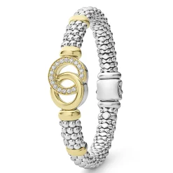 Diamonds<LAGOS Two-Tone Interlocking Diamond Caviar Bracelet | 9Mm