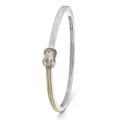 Two-Tone<LAGOS Two-Tone Knot Diamond Cuff Bracelet