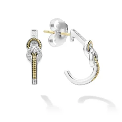 Diamonds<LAGOS Two-Tone Knot Diamond Half Hoop Earring