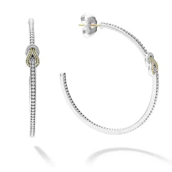 Two-Tone<LAGOS Two-Tone Knot Diamond Hoop Earring