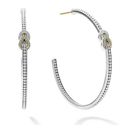 Hoop Earrings<LAGOS Two-Tone Knot Diamond Hoop Earring