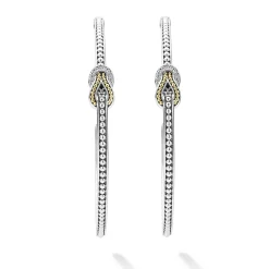 Hoop Earrings<LAGOS Two-Tone Knot Diamond Hoop Earring