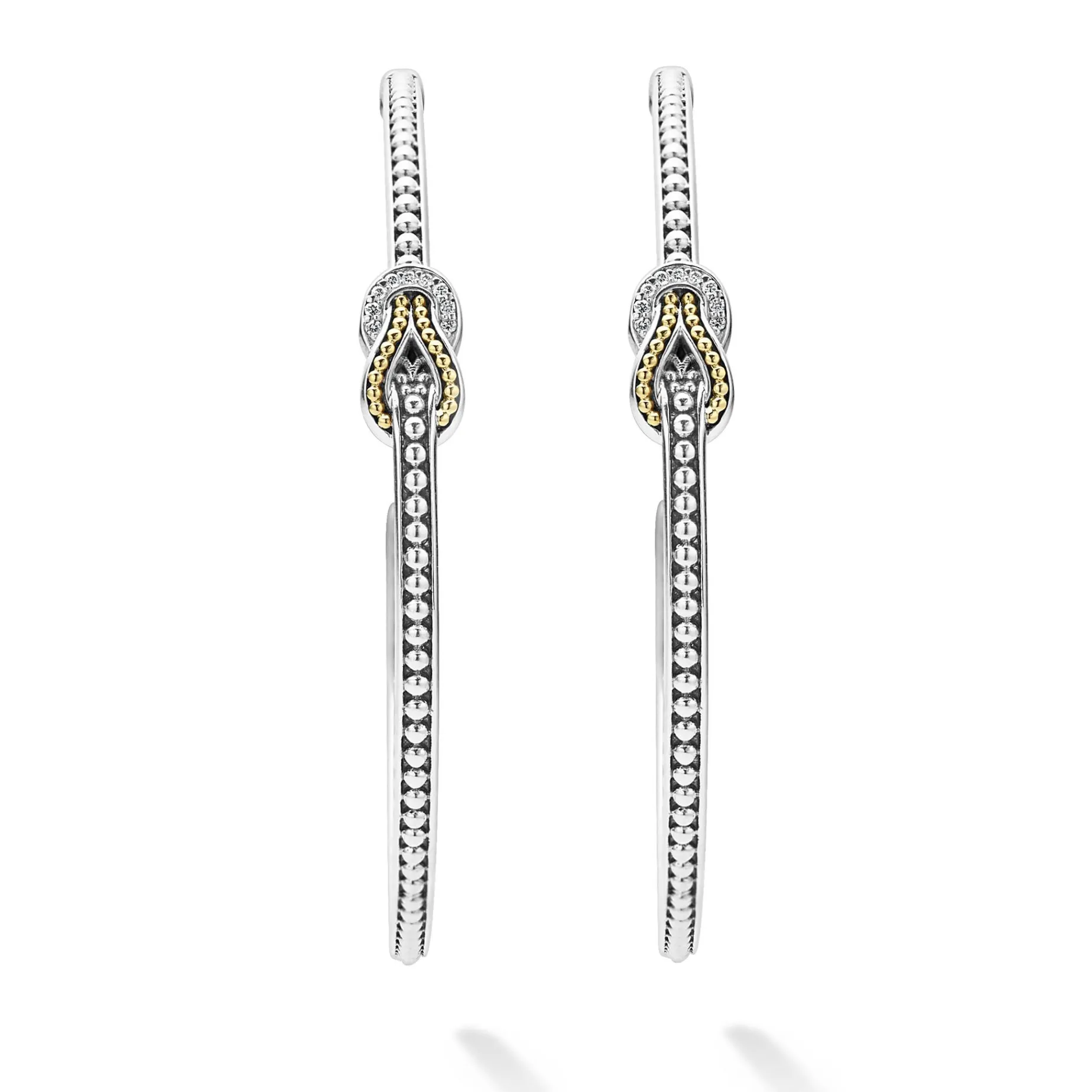 Hoop Earrings<LAGOS Two-Tone Knot Diamond Hoop Earring