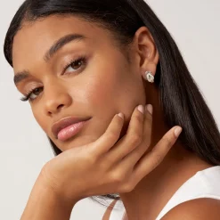 Two-Tone<LAGOS Two-Tone Knot Diamond Huggie Earrings