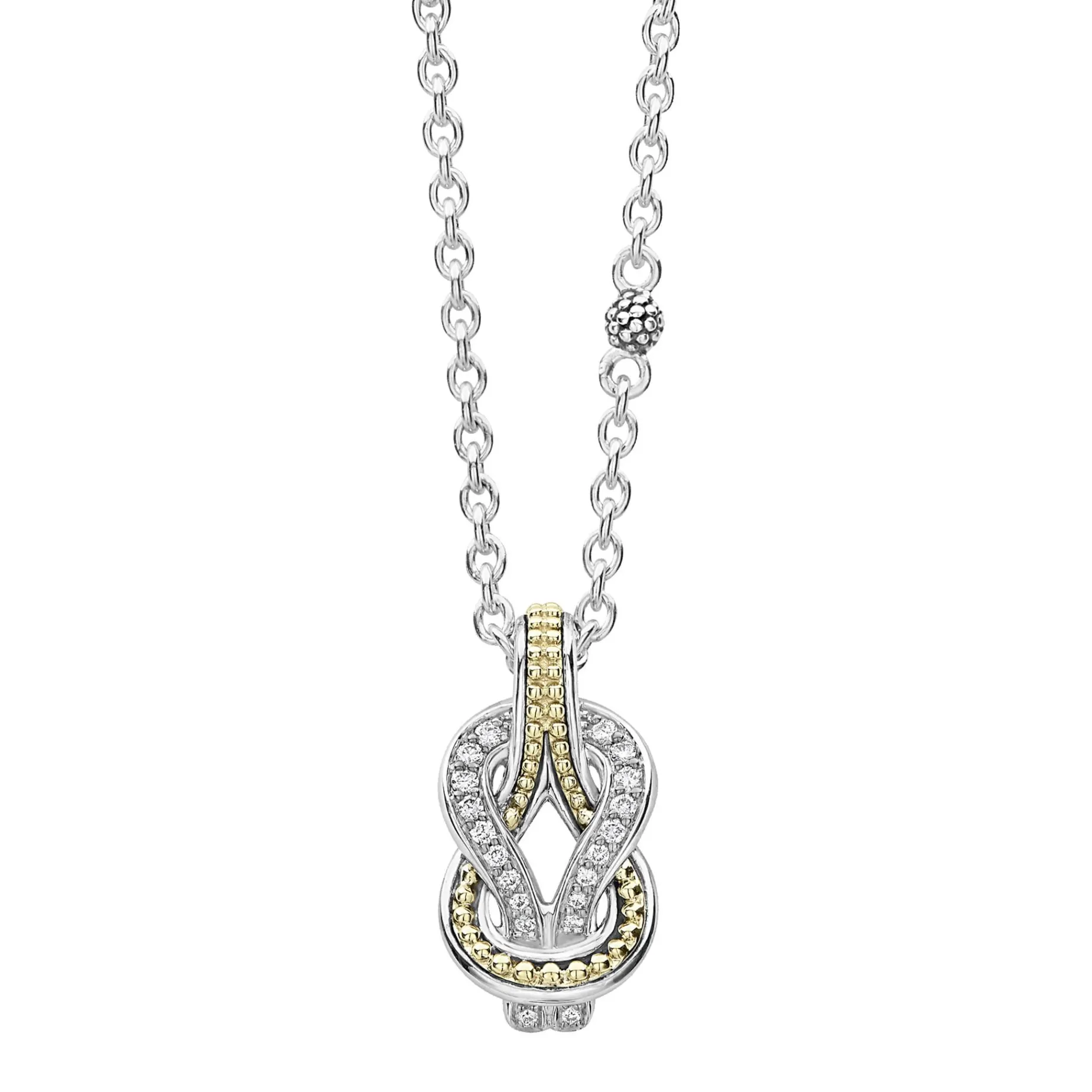 Caviar Necklaces<LAGOS Two-Tone Knot Diamond Pendant Necklace