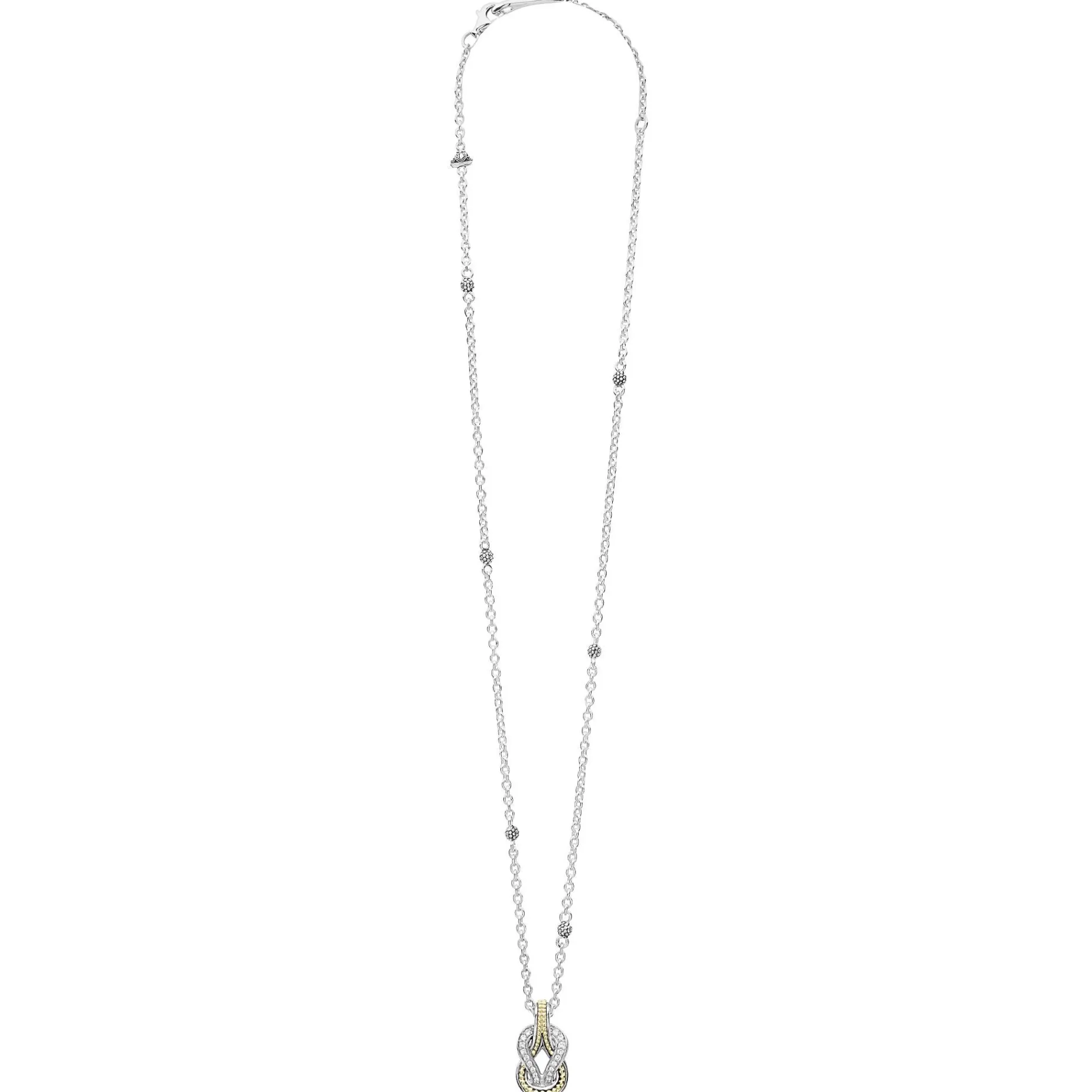 Caviar Necklaces<LAGOS Two-Tone Knot Diamond Pendant Necklace