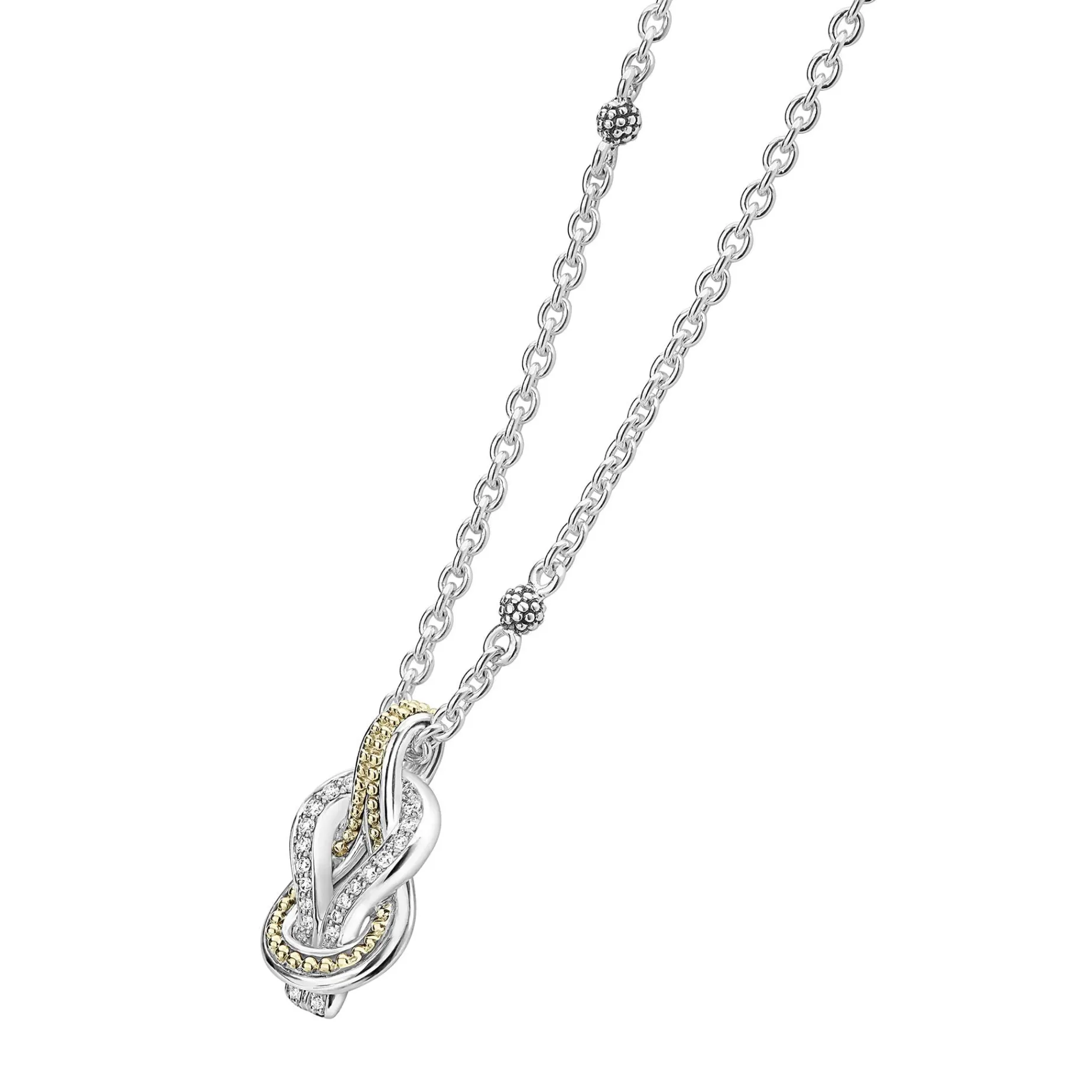 Caviar Necklaces<LAGOS Two-Tone Knot Diamond Pendant Necklace