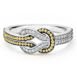 Caviar Rings<LAGOS Two-Tone Knot Diamond Ring