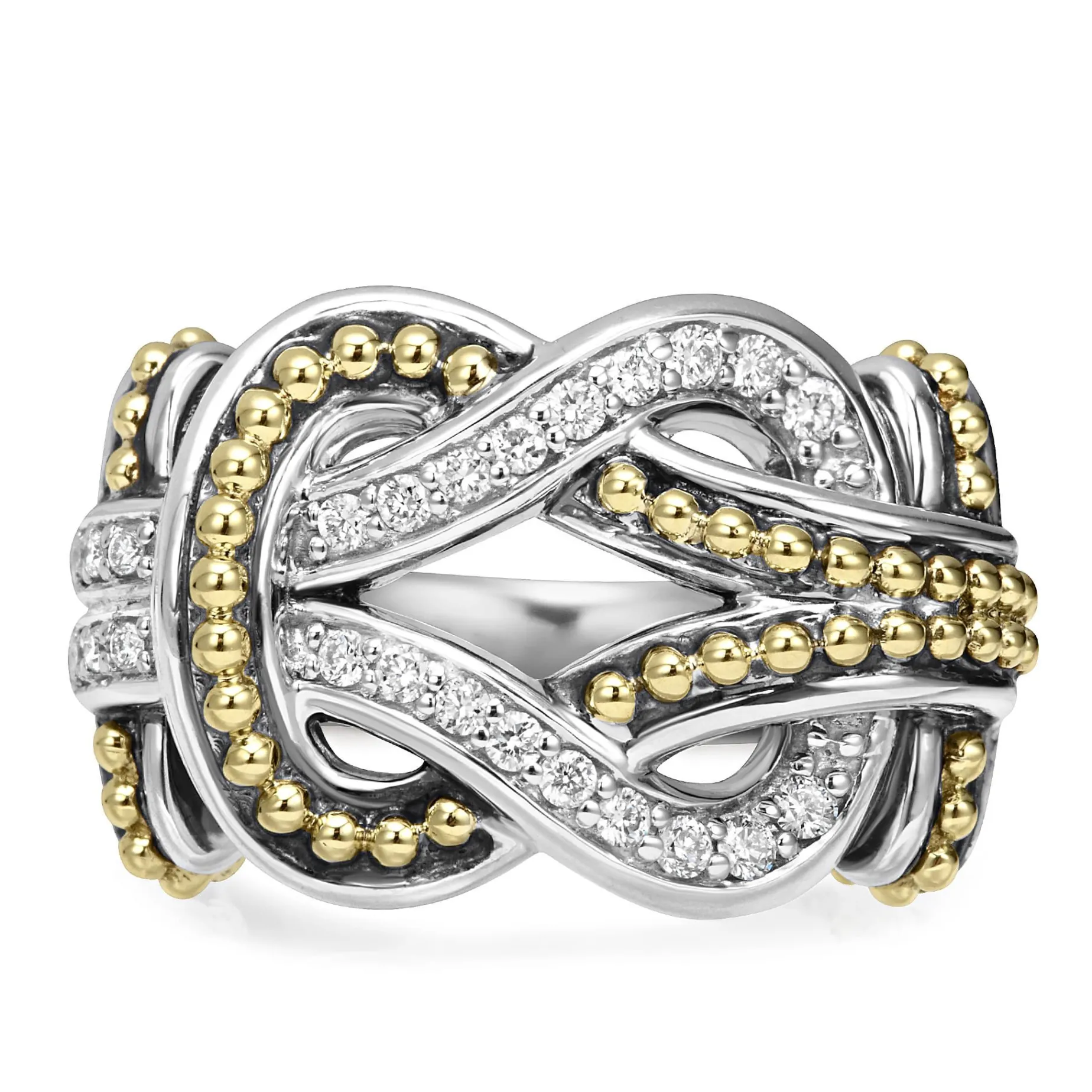 Diamonds<LAGOS Two-Tone Knot Diamond Statement Ring