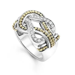 Two-Tone<LAGOS Two-Tone Knot Diamond Statement Ring